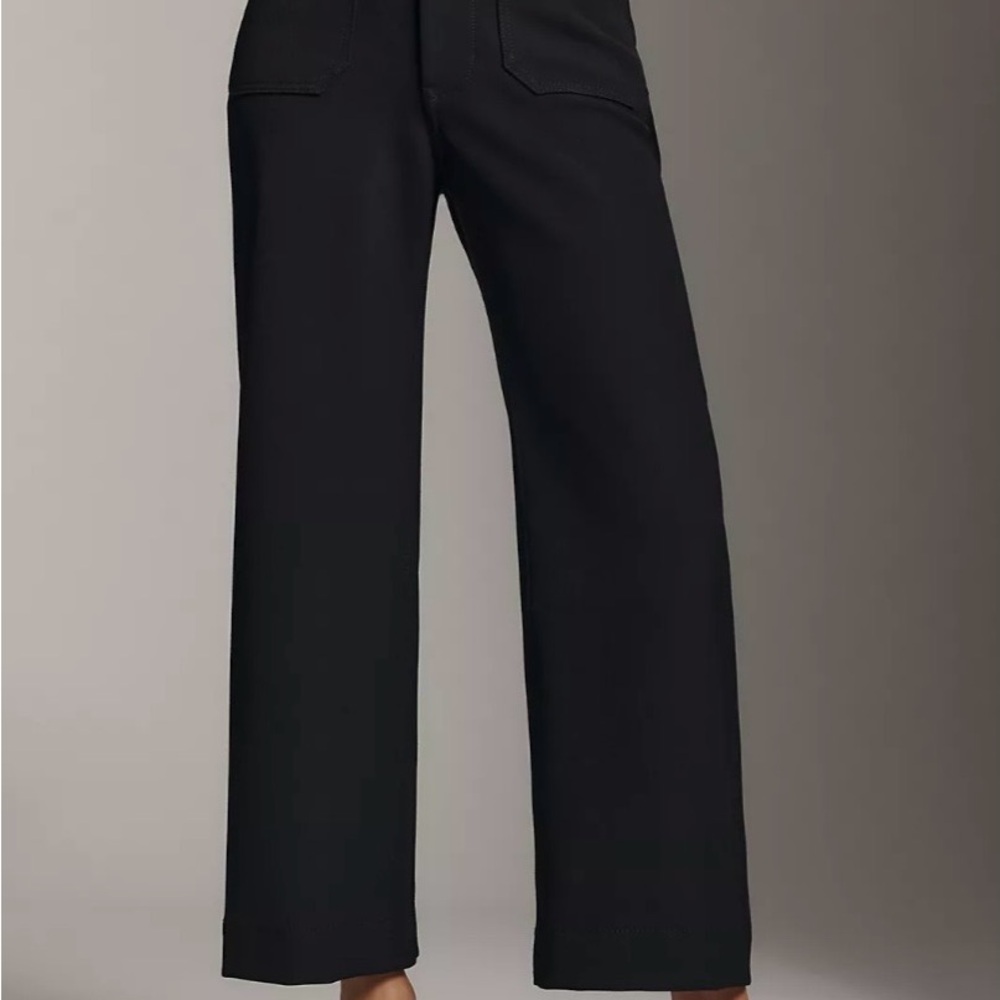 Maeve by Anthropologie The Colette Crop Stretch Knit Wide Leg Pants size 25 Blac
